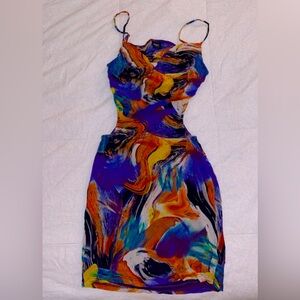Vince Purple and Blue Bodycon Dress with Spaghetti Straps for Cocktail